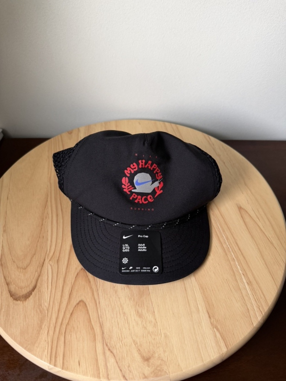 Nike Dri-Fit Unstructured Happy Pace Cap/Hat Running Black Sz L/XL II0797-010